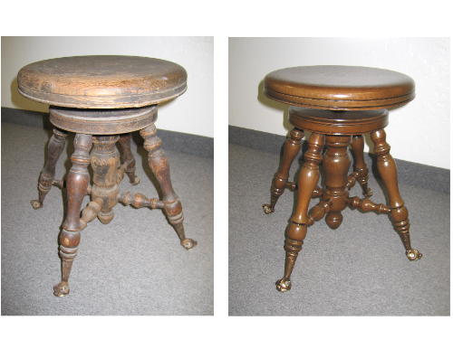 Stool before and after chair restoration